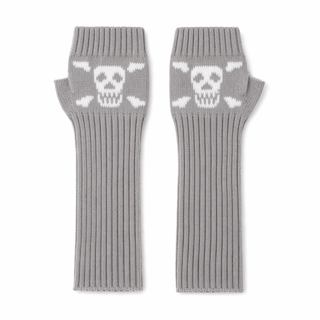 Black Skull Arm Warmers light gray