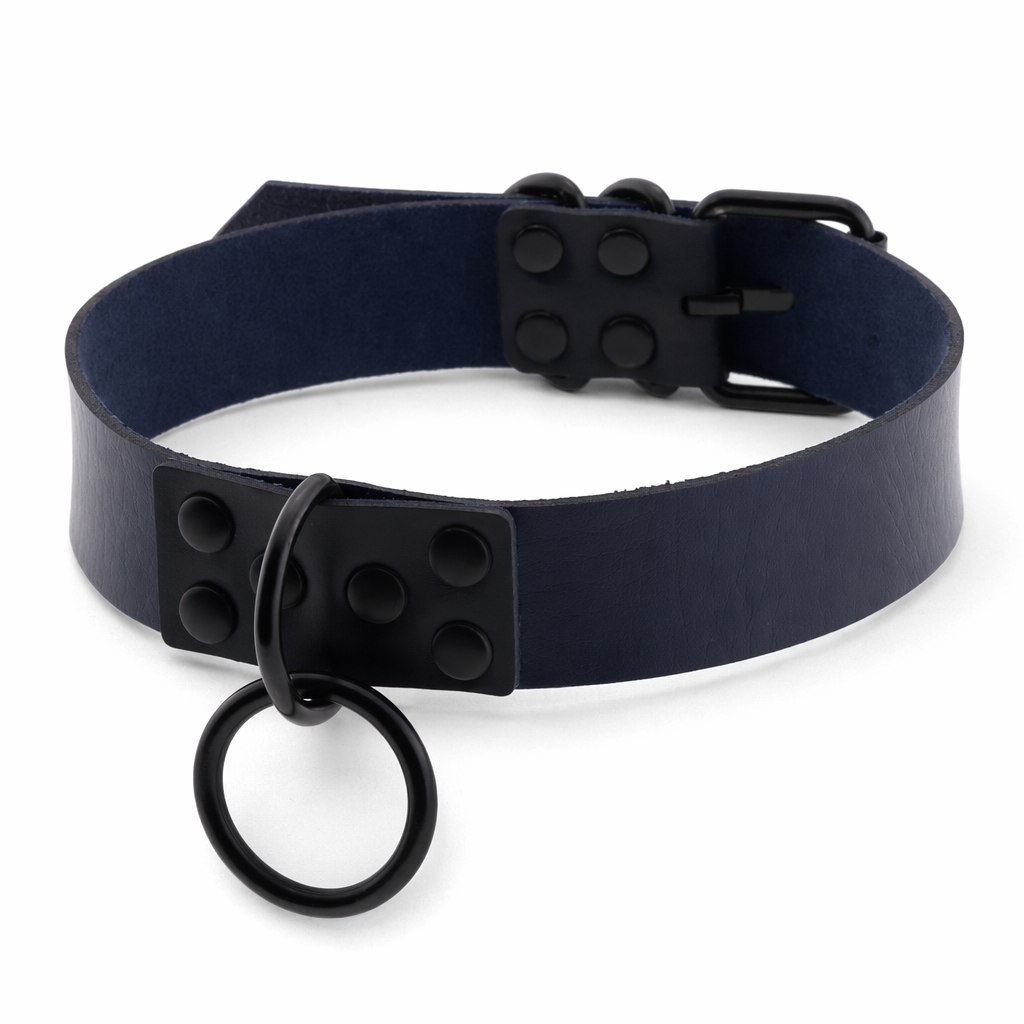 Black/Blue PU Choker Dark Blue