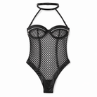 Mesh Latex Bodysuit Black