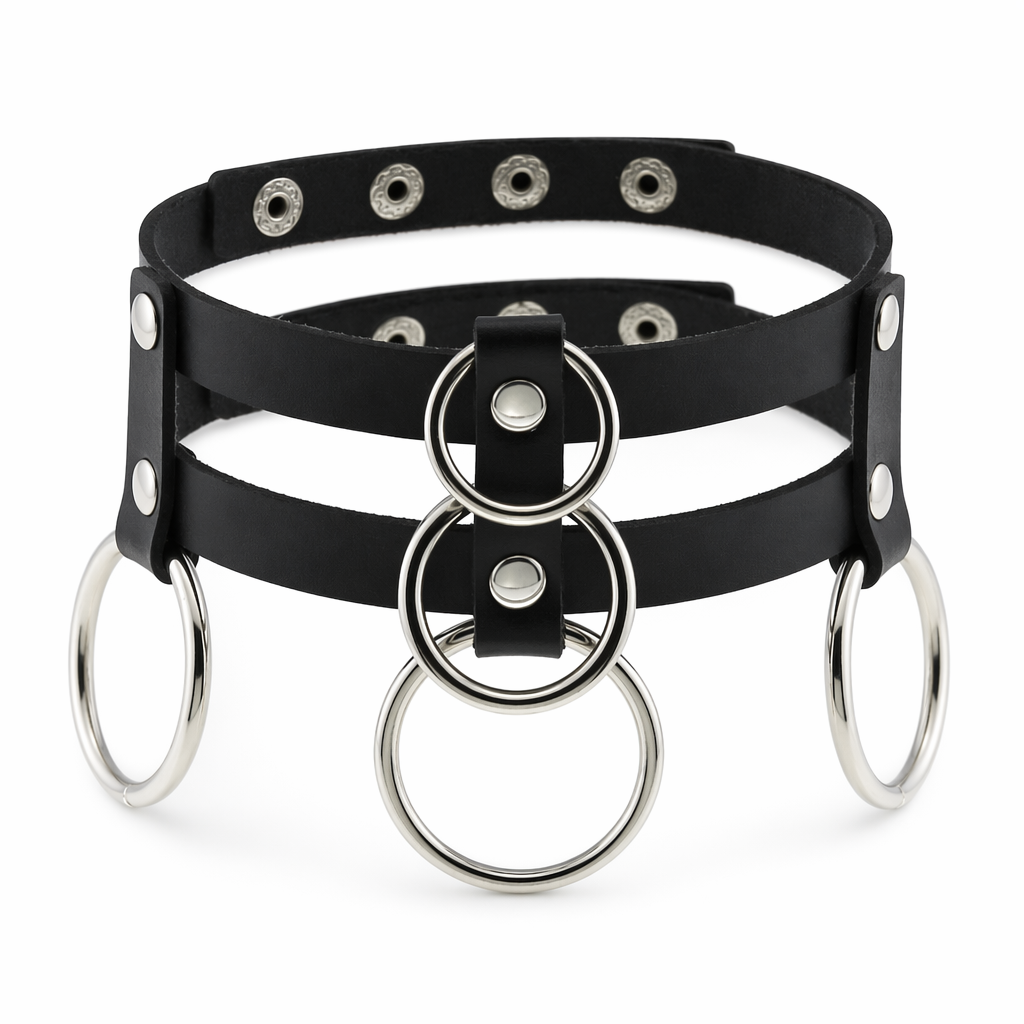 "Black Ghostly Ring Choker" Silver