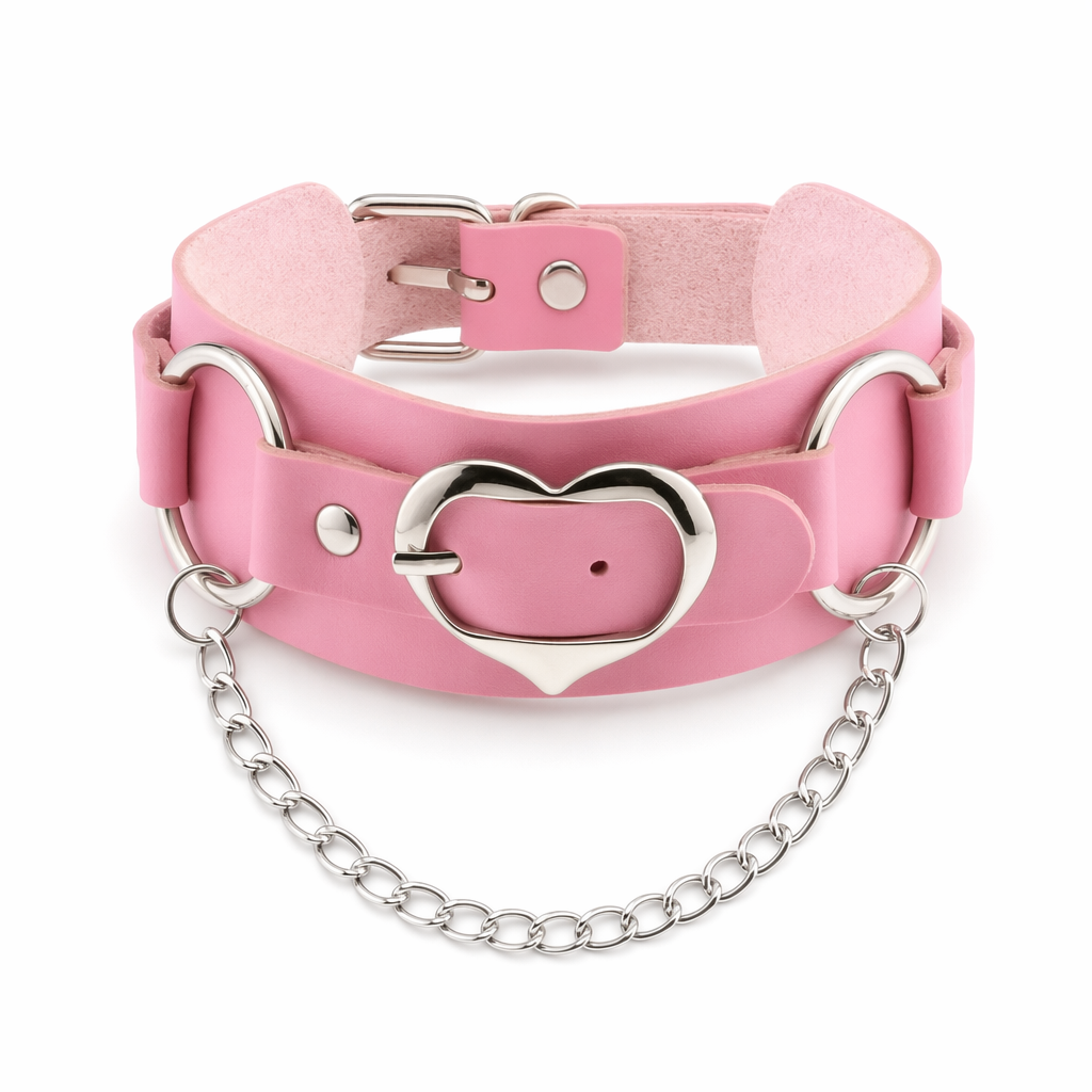 Heart Buckle Choker pink