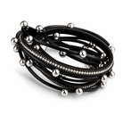Silver Black Beaded Rope Bracelet Black