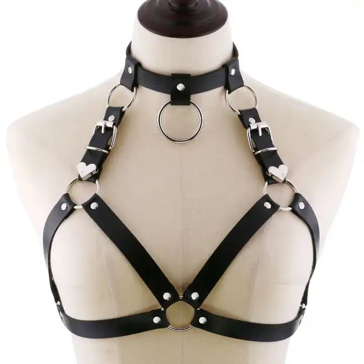 "Black Goth Faux Leather Harness" - The Cursed Closet