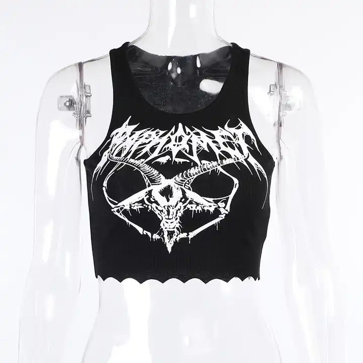 Goth Chic Y2K Crop Top - The Cursed Closet