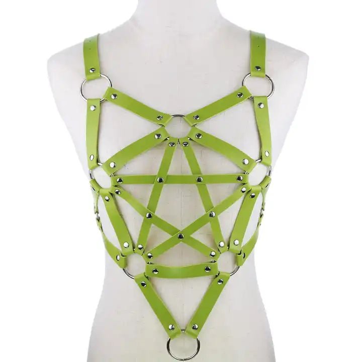 Gothic Pentagram Leather Harness - The Cursed Closet