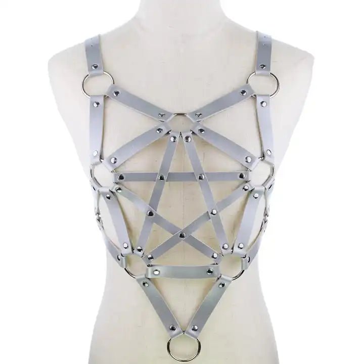 Gothic Pentagram Leather Harness - The Cursed Closet