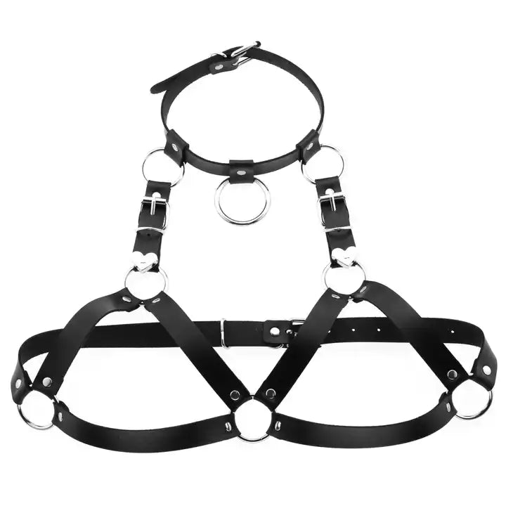 "Black Goth Faux Leather Harness" - The Cursed Closet