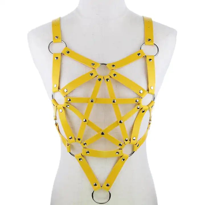 Gothic Pentagram Leather Harness - The Cursed Closet