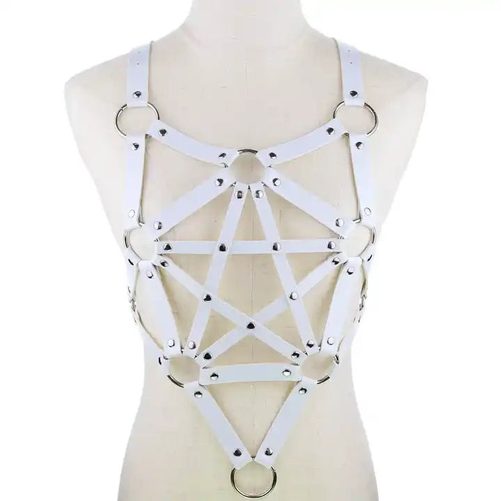 Gothic Pentagram Leather Harness - The Cursed Closet