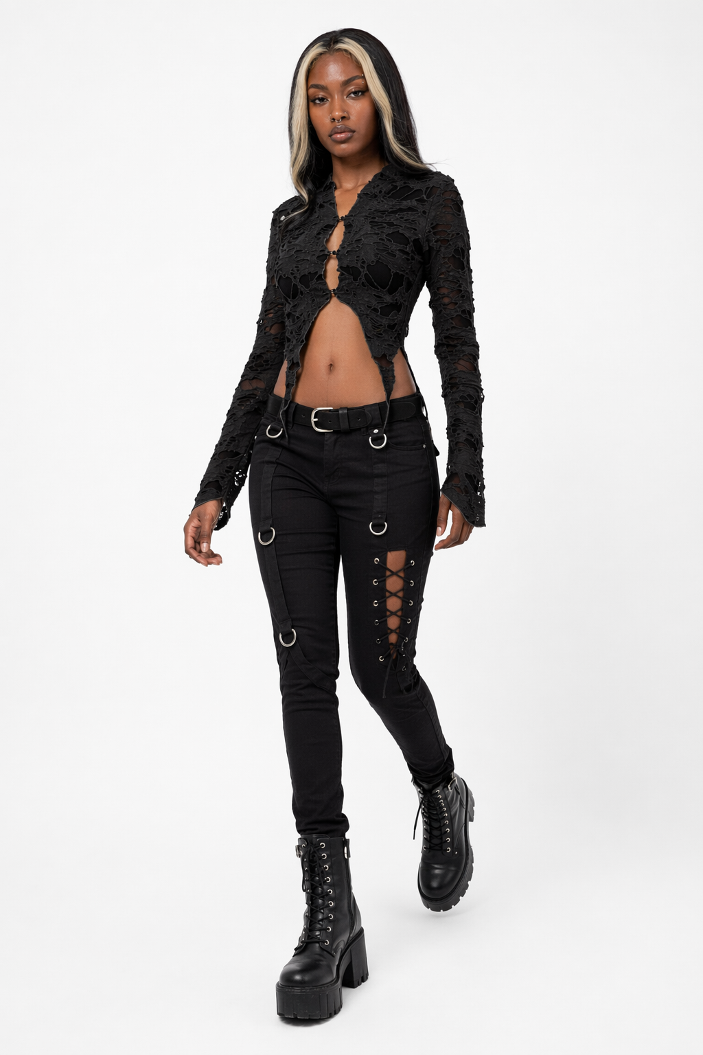 Black lace crop top Black