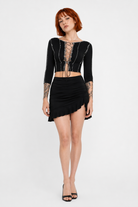 Heart Lace Up Black Top black