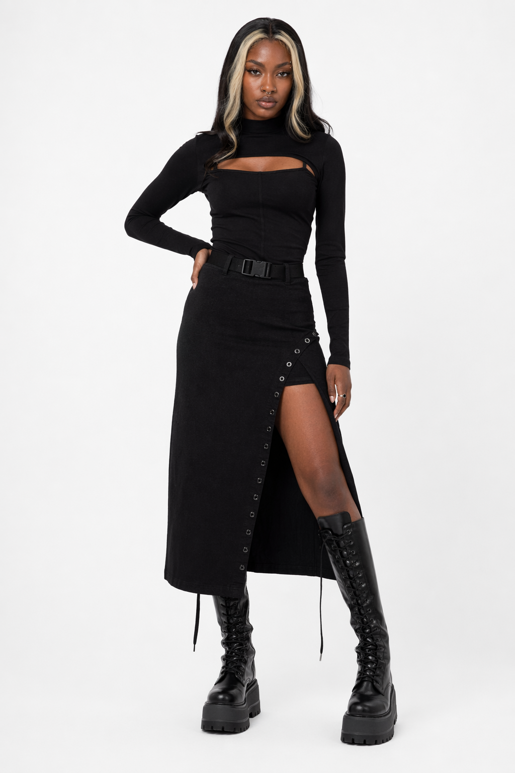 Evil Kin' Harajuku Slit Skirt black