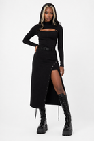 Evil Kin' Harajuku Slit Skirt black