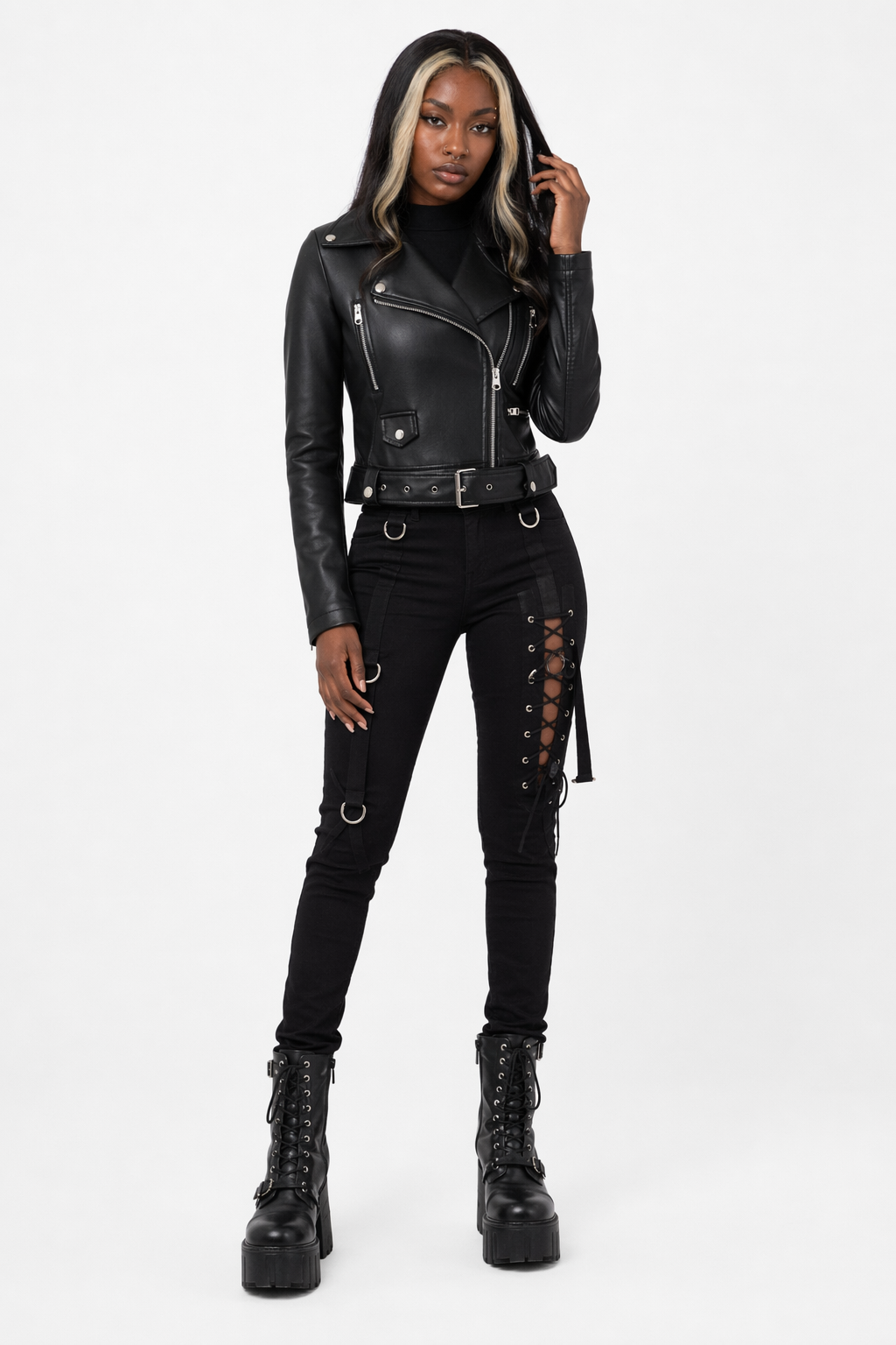 Gothic Black Leather Jacket black