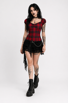 Red Grunge Plaid Top' XL
