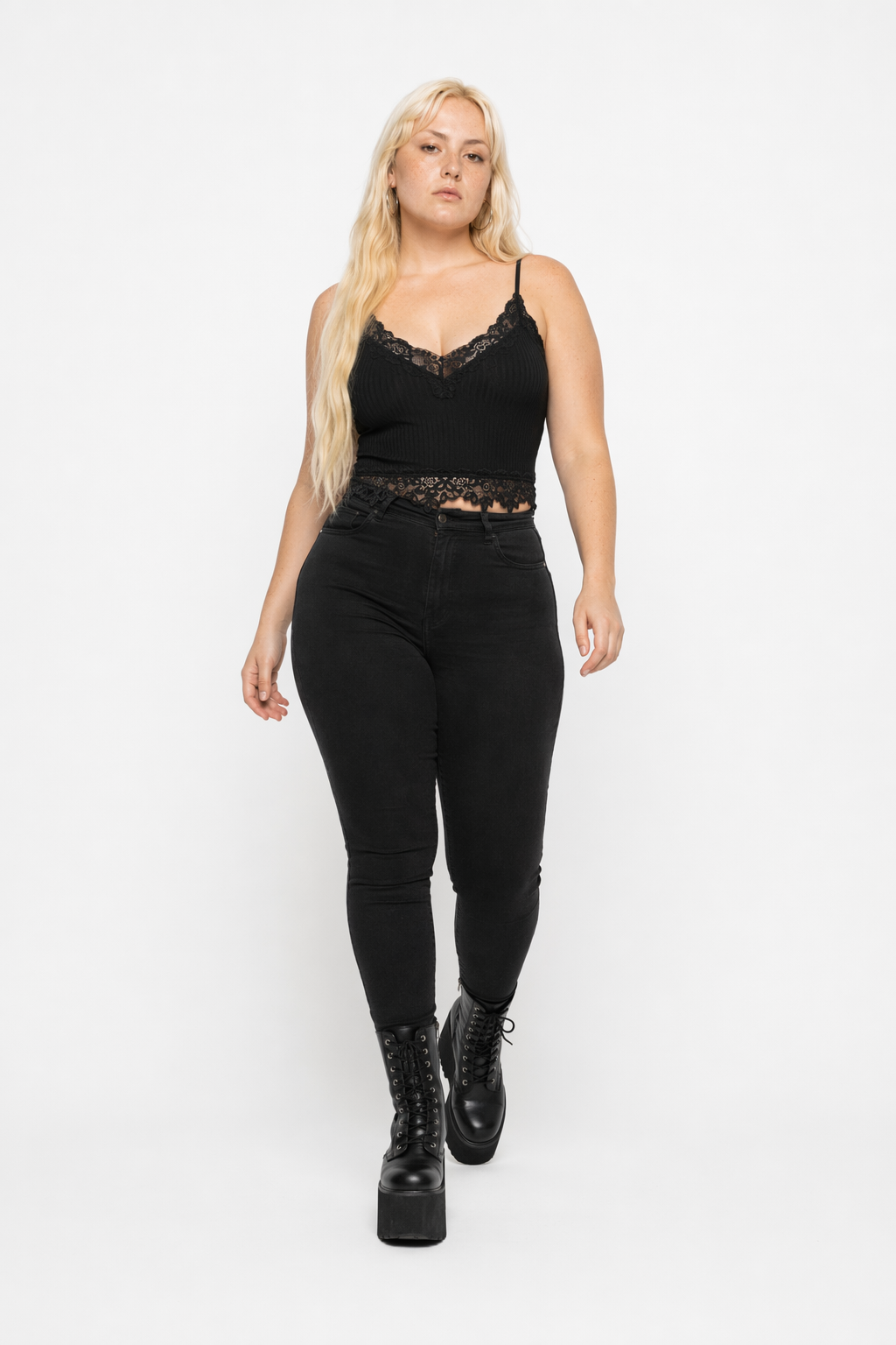 Black Lace Crop Top black