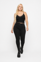 Black Lace Crop Top black