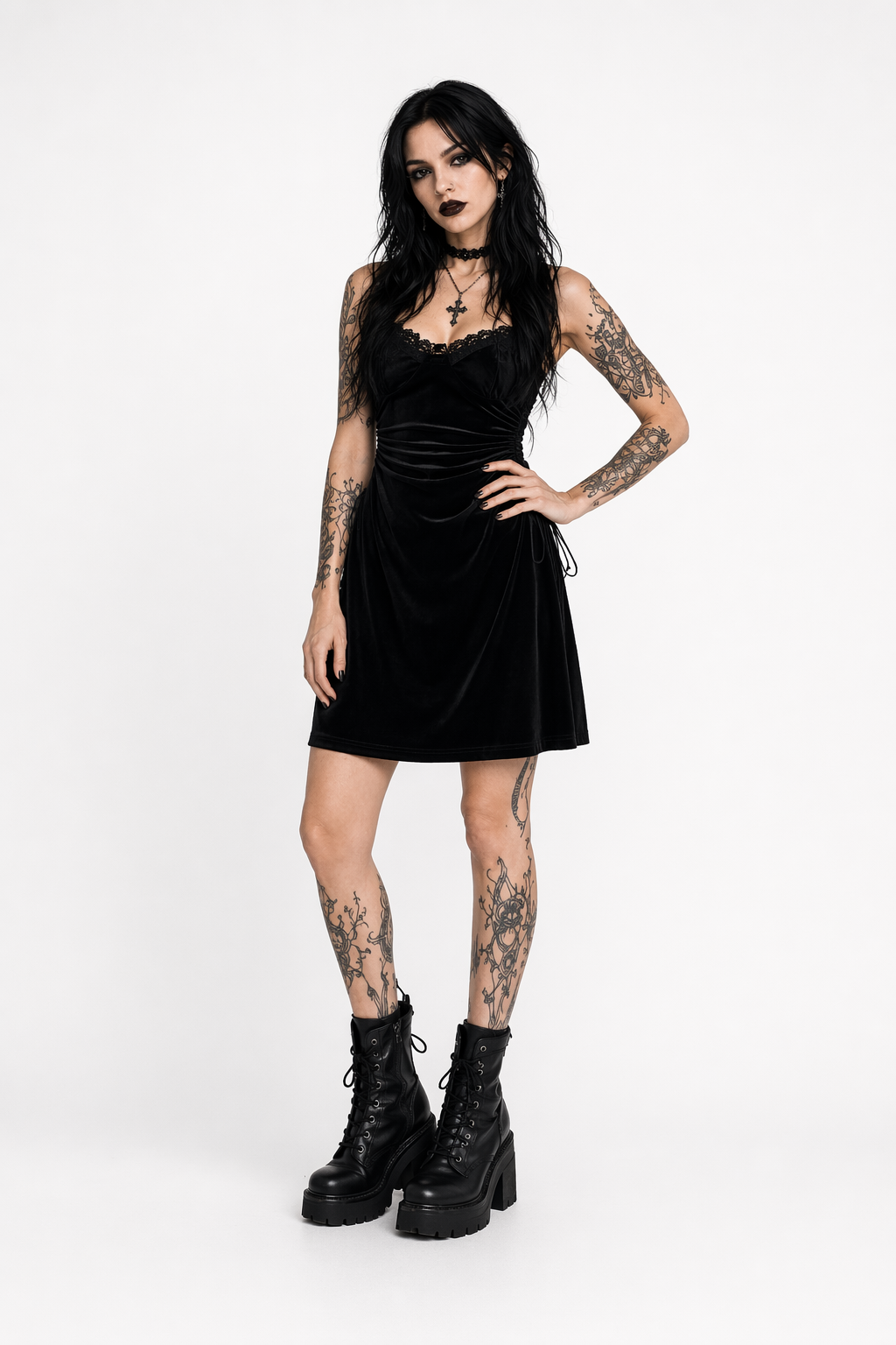 Velvet Cut Out Dress Default