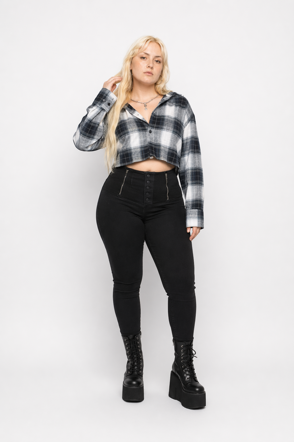 Smashing' Grunge Check Shirt Dark Blue