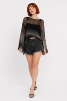 Black Khaki Knit Top Black