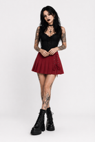 "Armageddon Punk Pleated Mini Skirt" red