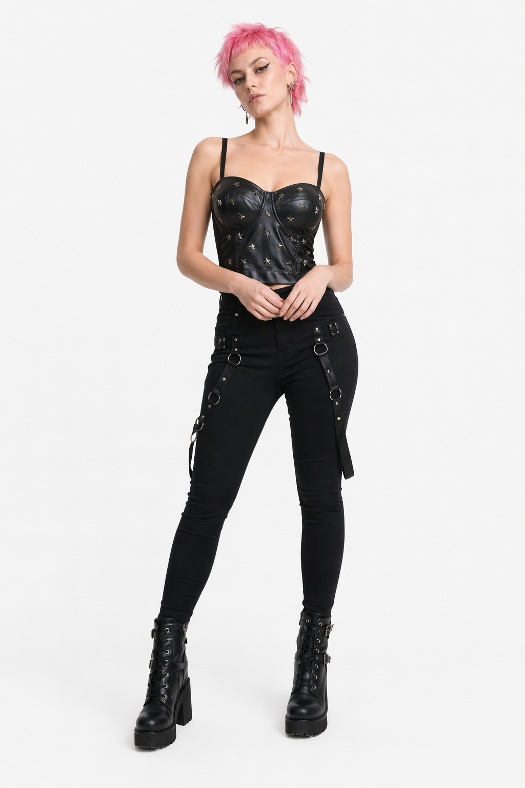 Matrix Faux Leather Bustier Top M