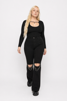 Mysterious Chain Split Pants' Black