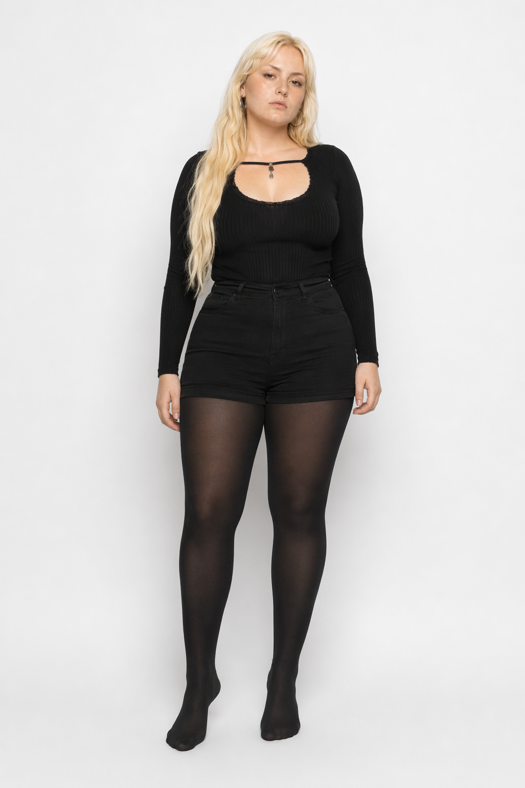 Warm Winter Gothic Tights full foot black