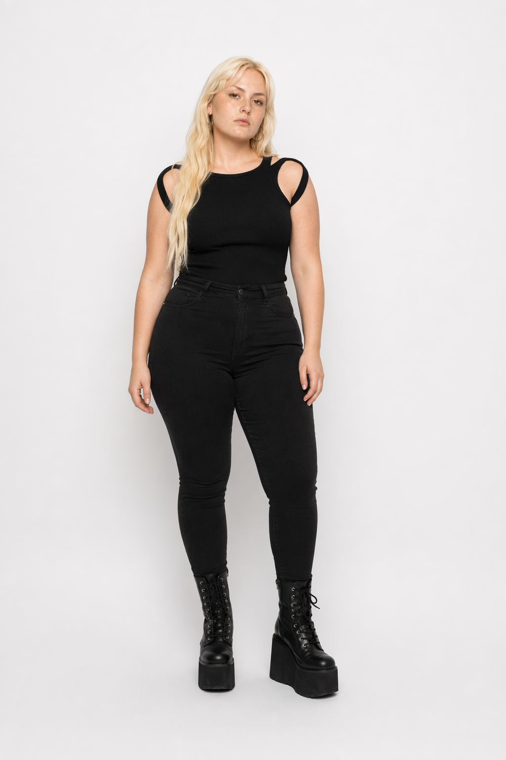 Sleek Sleeveless Knit Tank Top Black