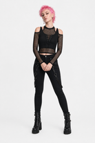 Dark Cut-Out Net Top' black