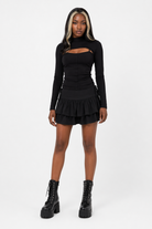 Black Lace Up Skirt M