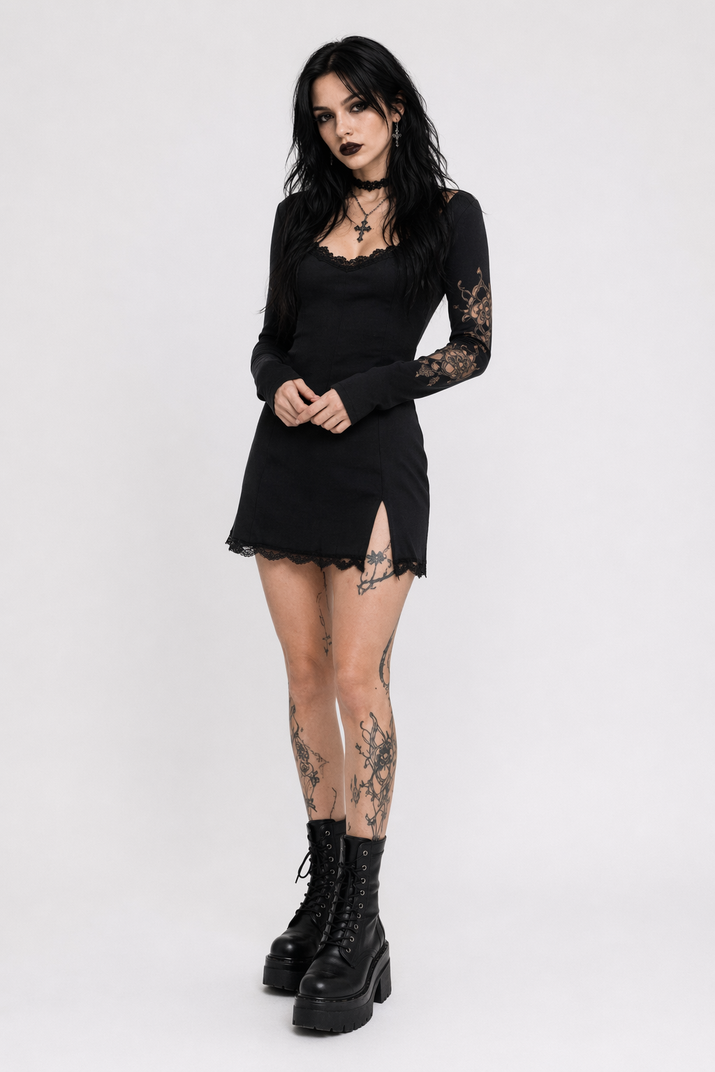 Liar's Casual Split Dress' Black