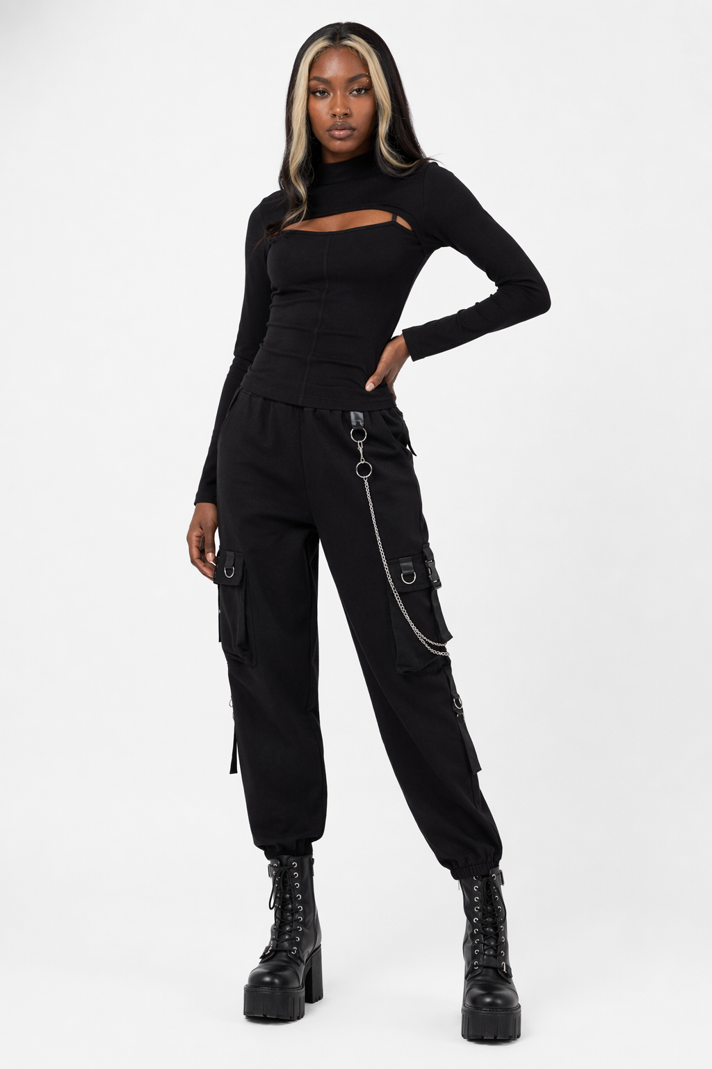 Goth Cargo Pants - End Train' Black