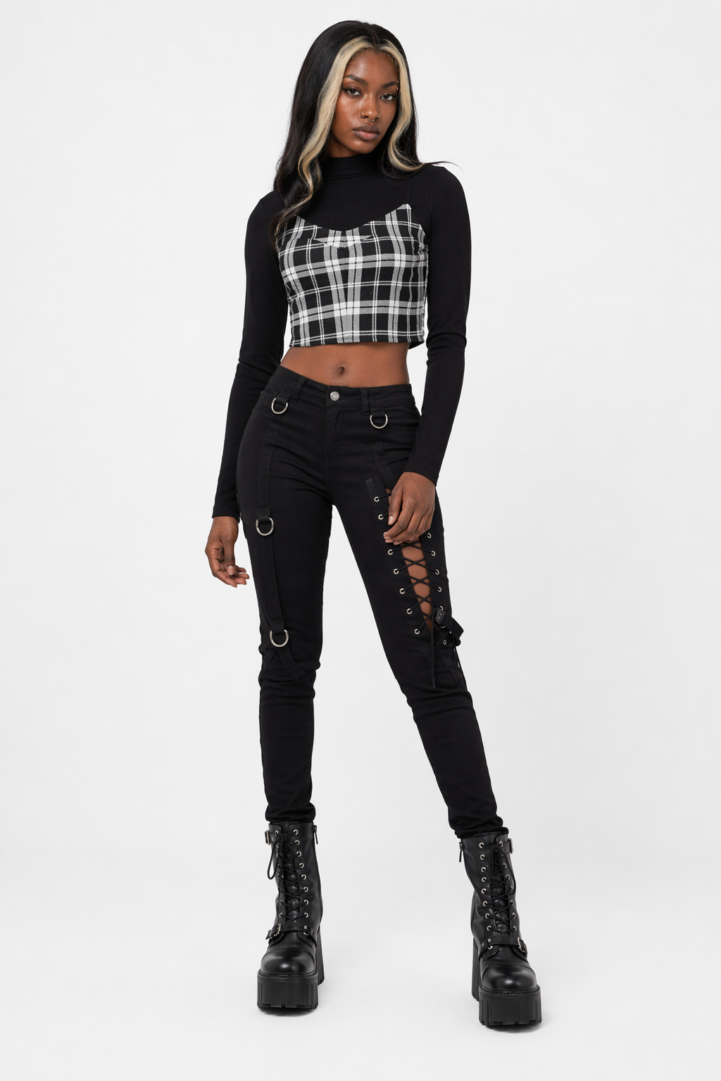 Black Plaid Set Black