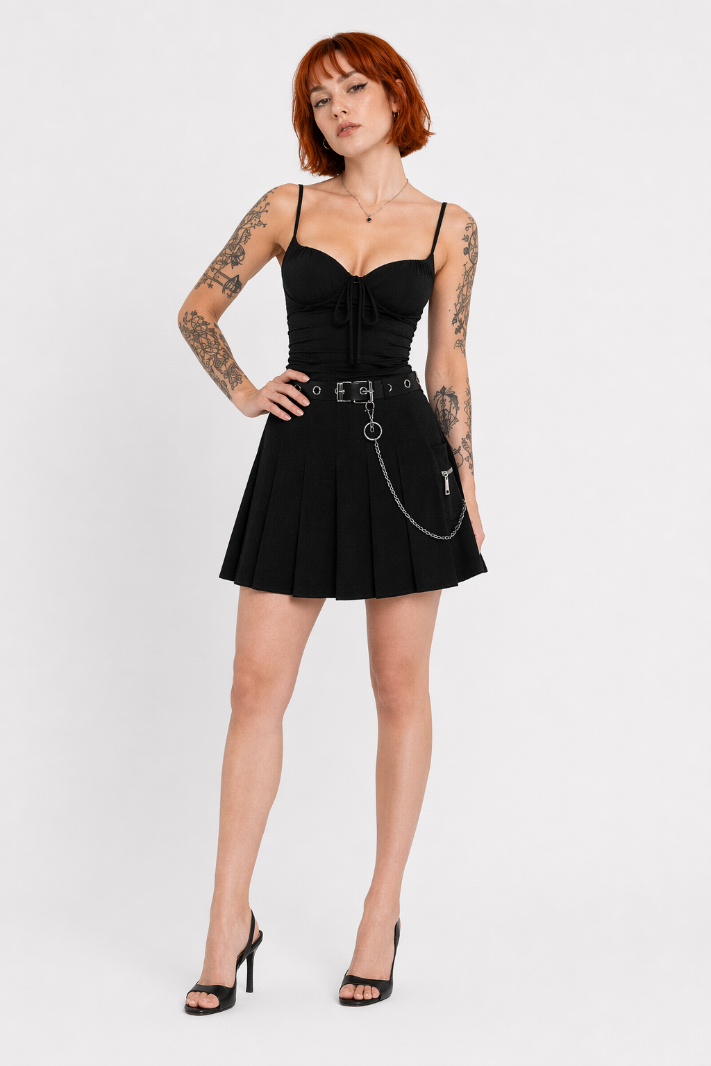 Black Grunge Chain Skirt Black