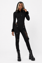 Knitted Faux Fur Bodysuit (Black) L