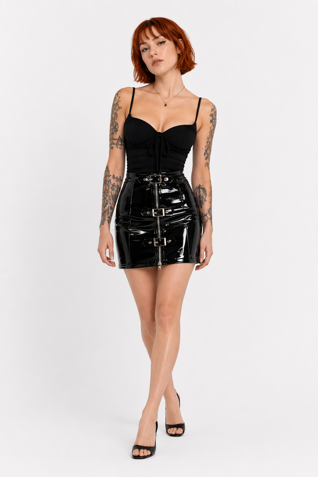 Black PVC Leather Skirt Black