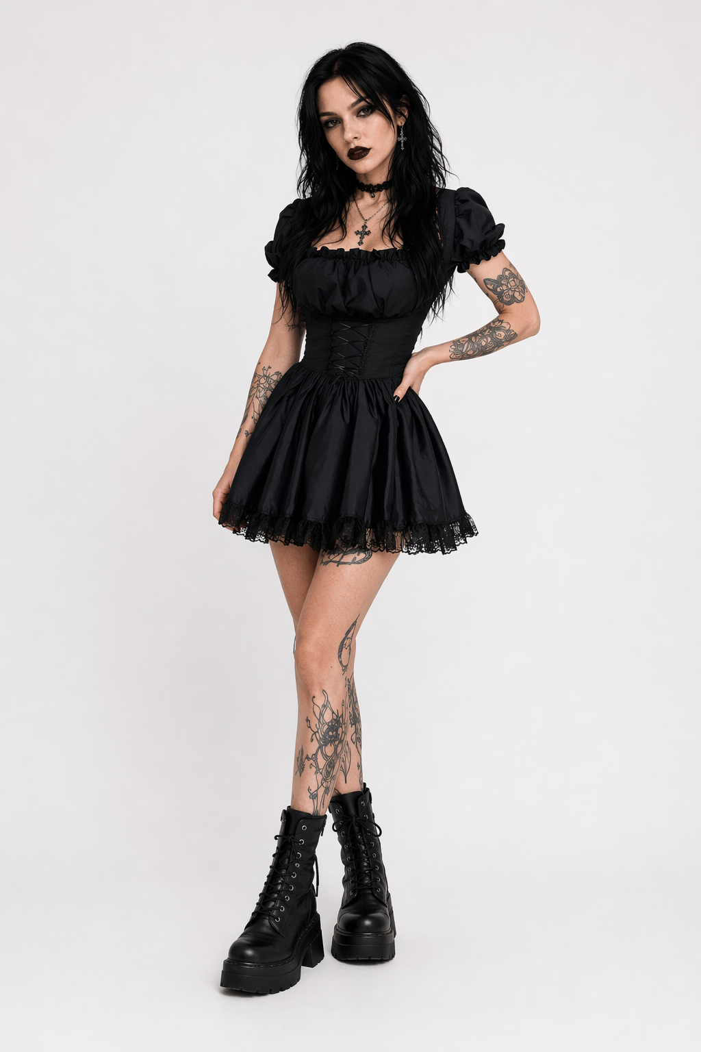 Kawaii Goth Lace Corset Dress. Color 0