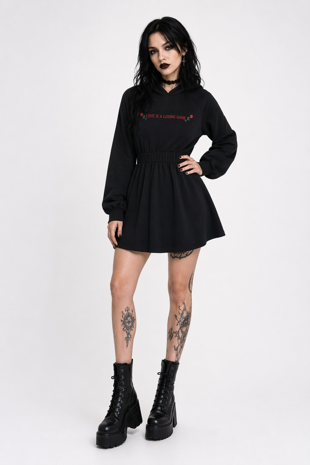 Black Grunge Love Hoodie' Black