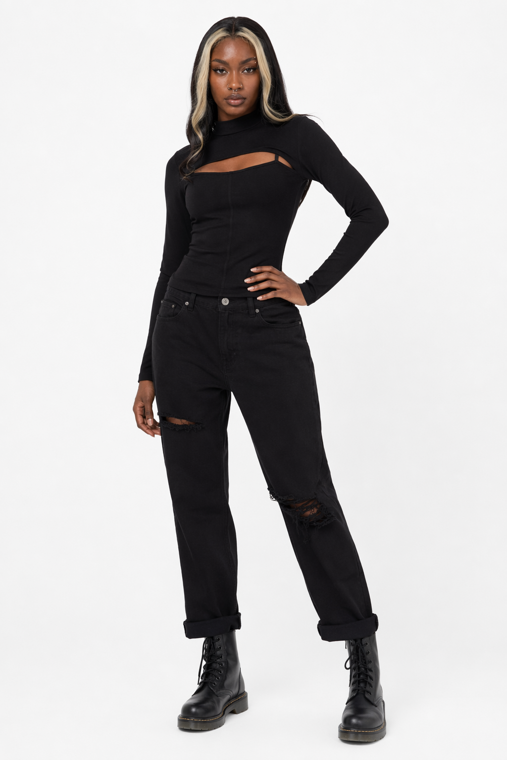 Black Grunge Ripped Jeans' black hole
