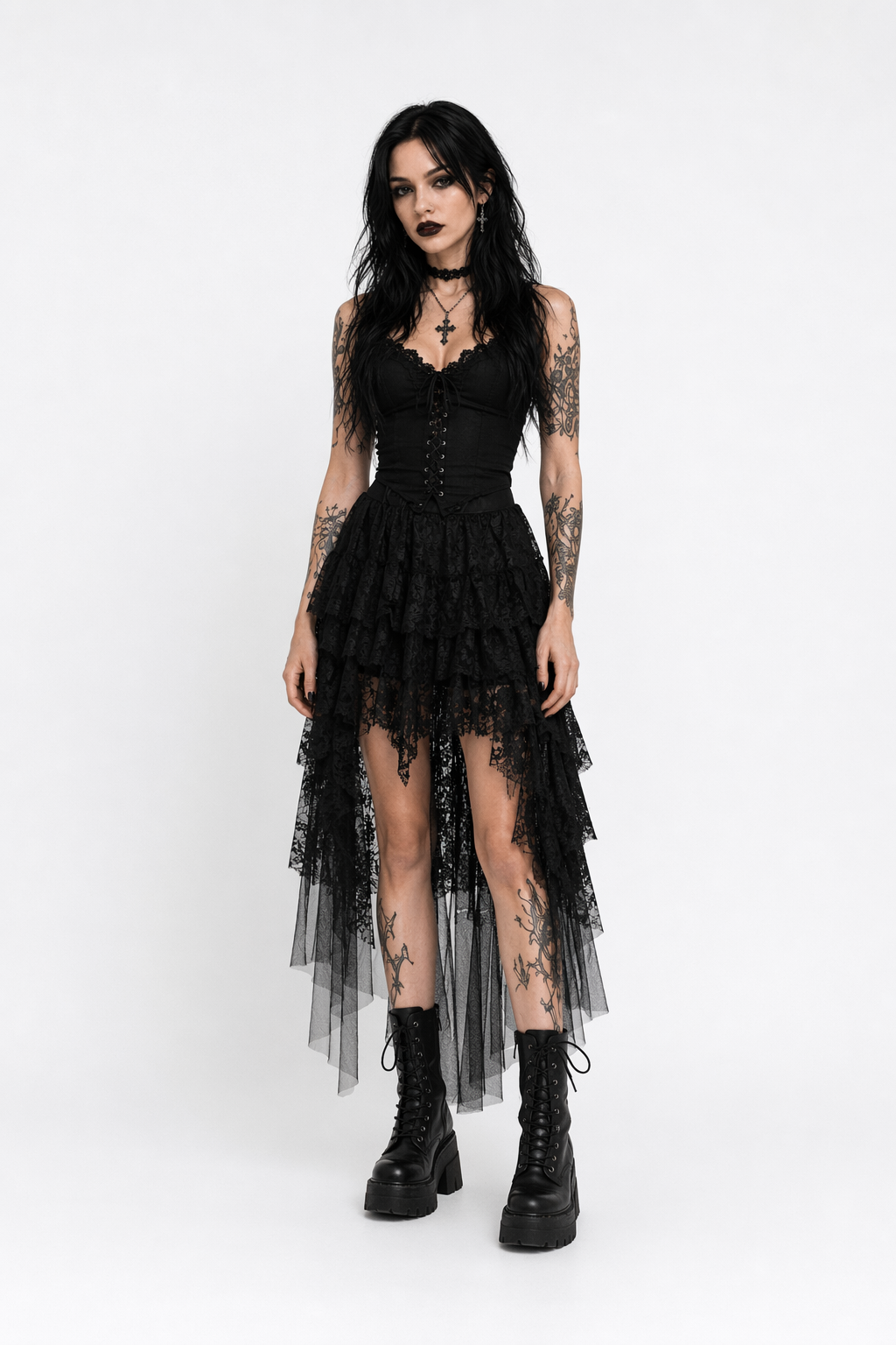 Horror-inspired Ruffle Skirt black