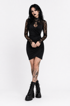 Black Goth Mesh Lace Dress Black