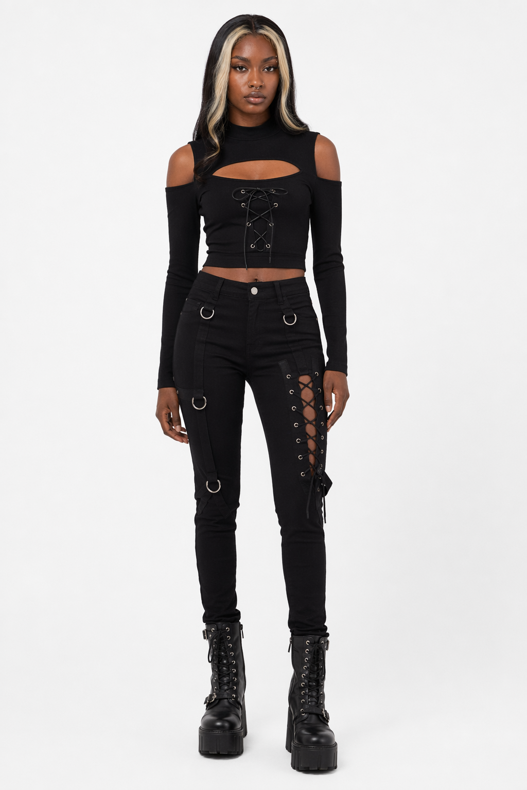 Black Cut Out Crop Top Black