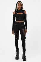Black Cut Out Crop Top Black