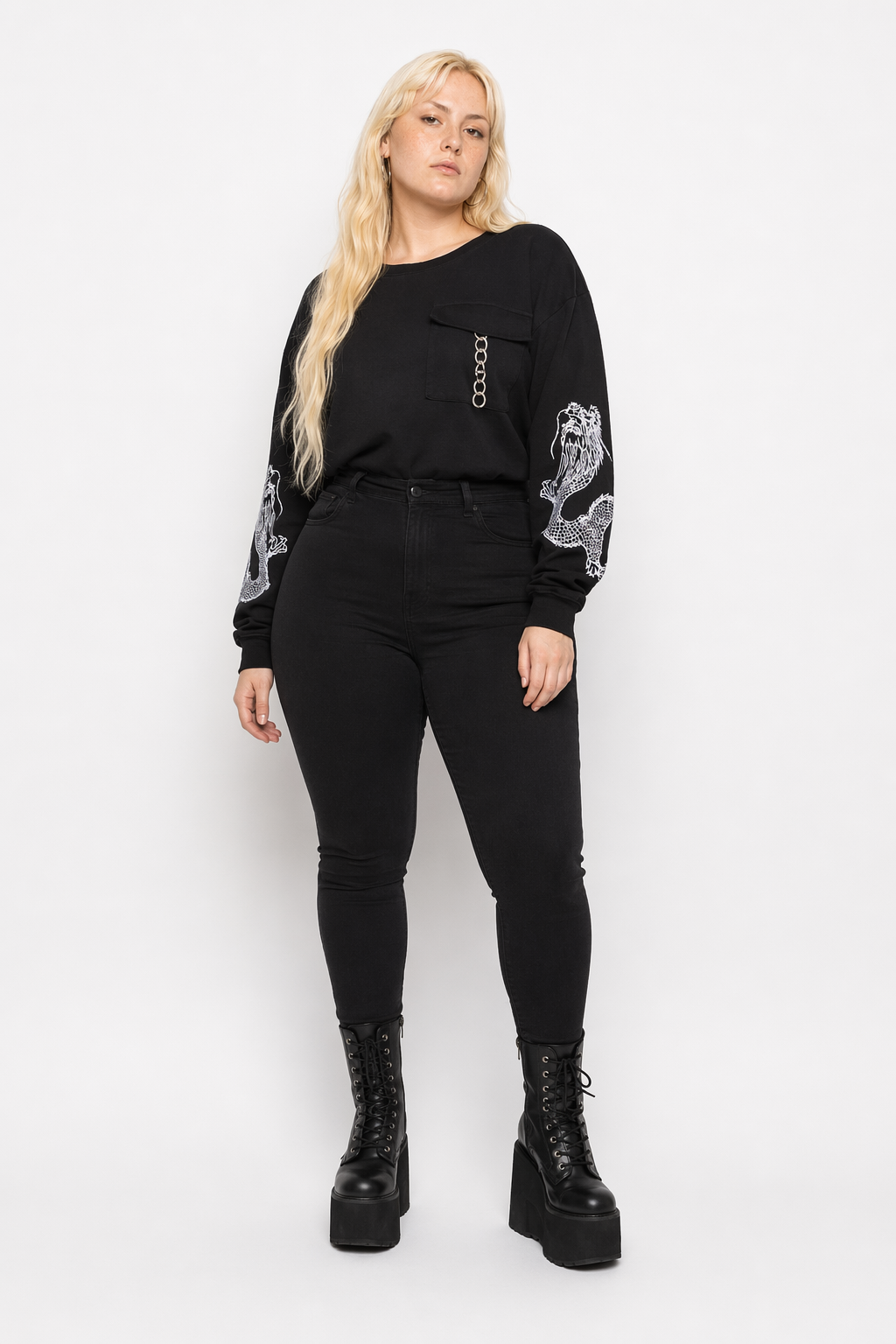 Grunge Black Sweatshirt chain black