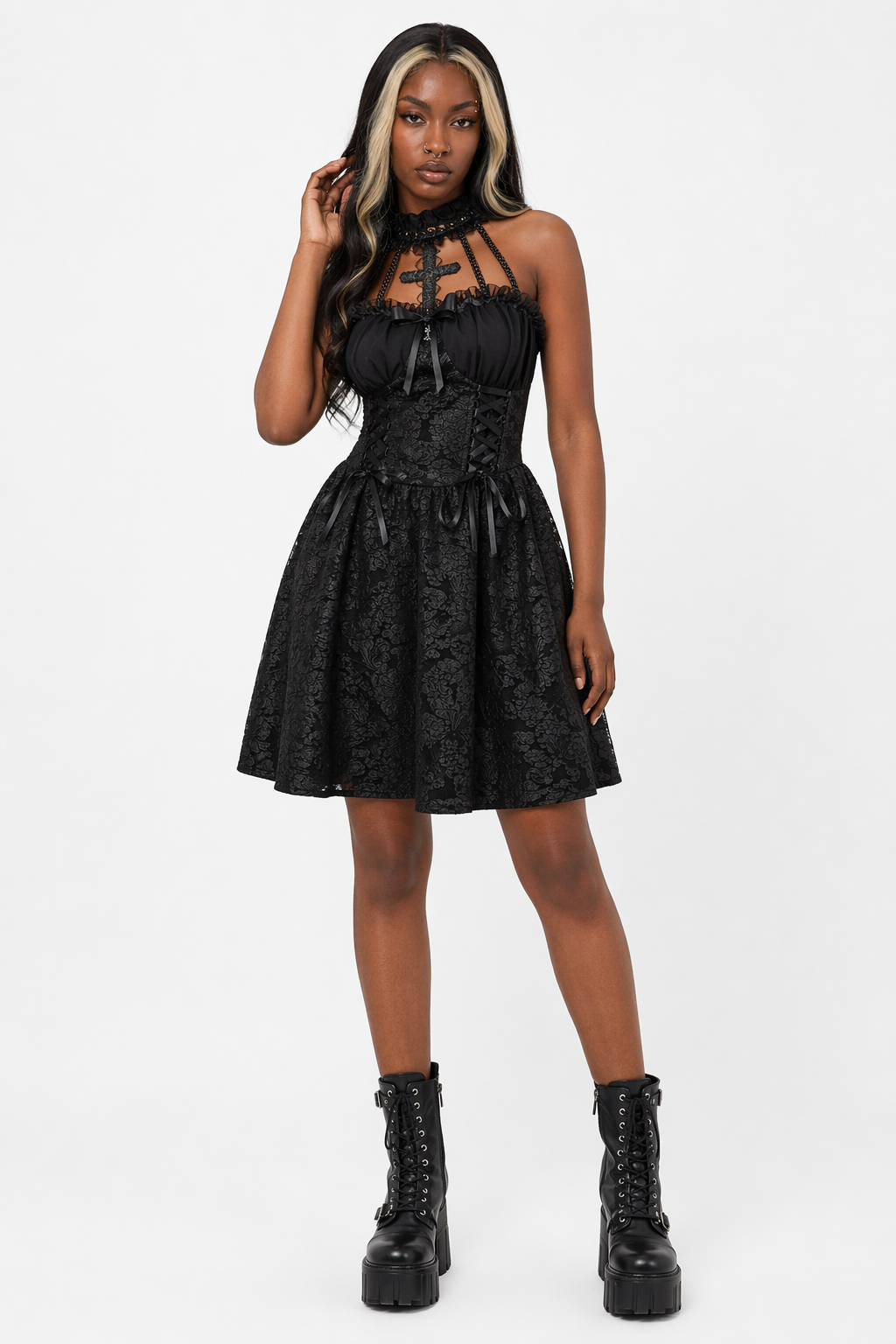 Goth Cross Lolita Dress Black
