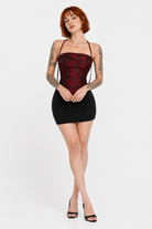 Blood Rose Strapless Top. red