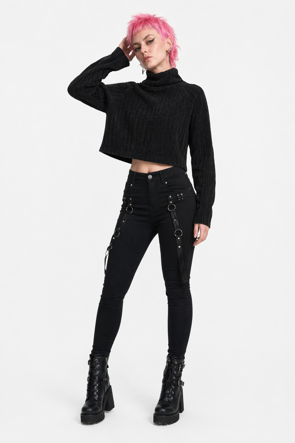 Black High Neck Sweater M