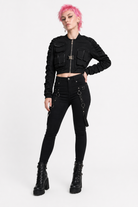 Gothic Grunge Cropped Jacket Black