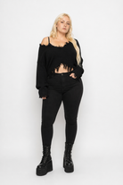 Torn Edge Grunge Sweater Black